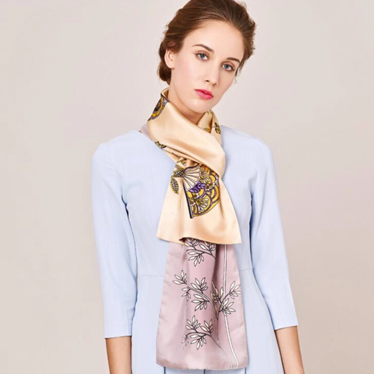 Custom design double sided silk scarf with digital print