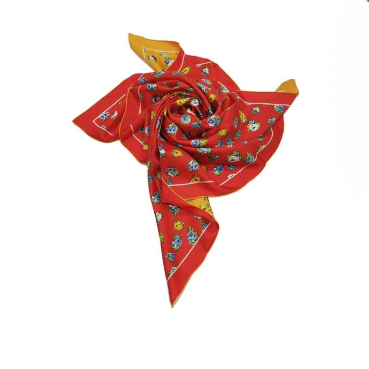 Double Side Printing Hand Roll Hem Silk Twill Scarf Double Side Printing Hand Roll Hem Silk Twill Scarf
