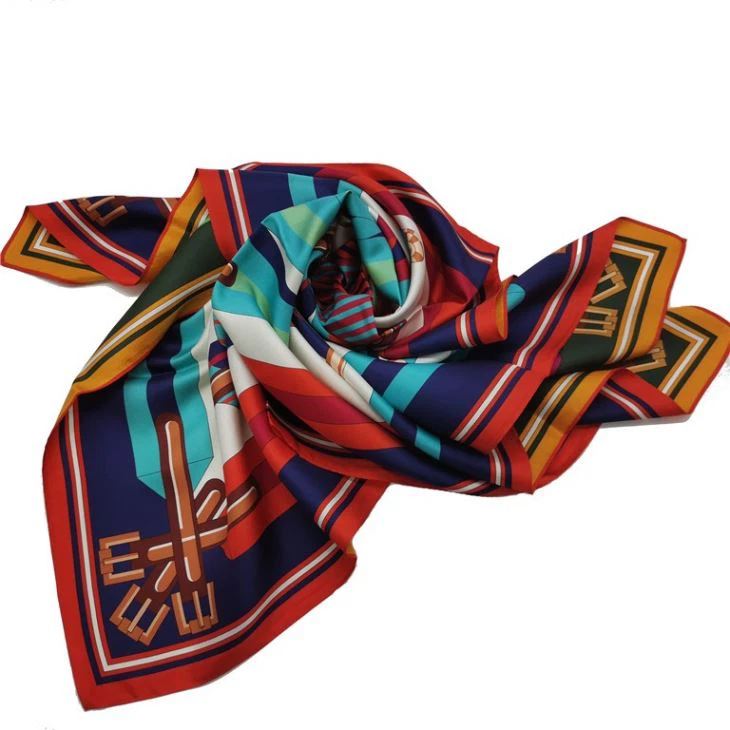 Custom Digital Double Sided Print Twill Silk Scarf Custom Digital Double Sided Print Twill Silk Scarf