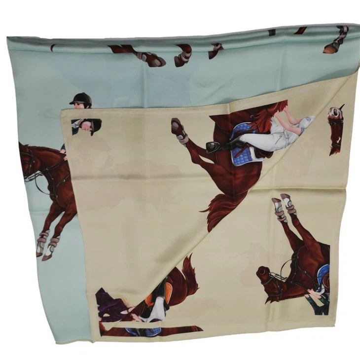 Custom Digital Printed Double Sided Square Silk Scarf