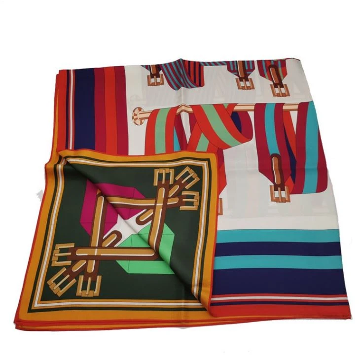 Double Sided Custom Digital Printed Chinese Silk Scarf Double Sided Custom Digital Printed Chinese Silk Scarf